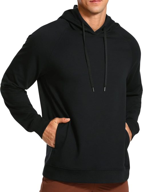 Hoodies for Men French Terry Hooded Sweatshirts Workout Athletic Casual Pullover Hoodie Tops with Pocket